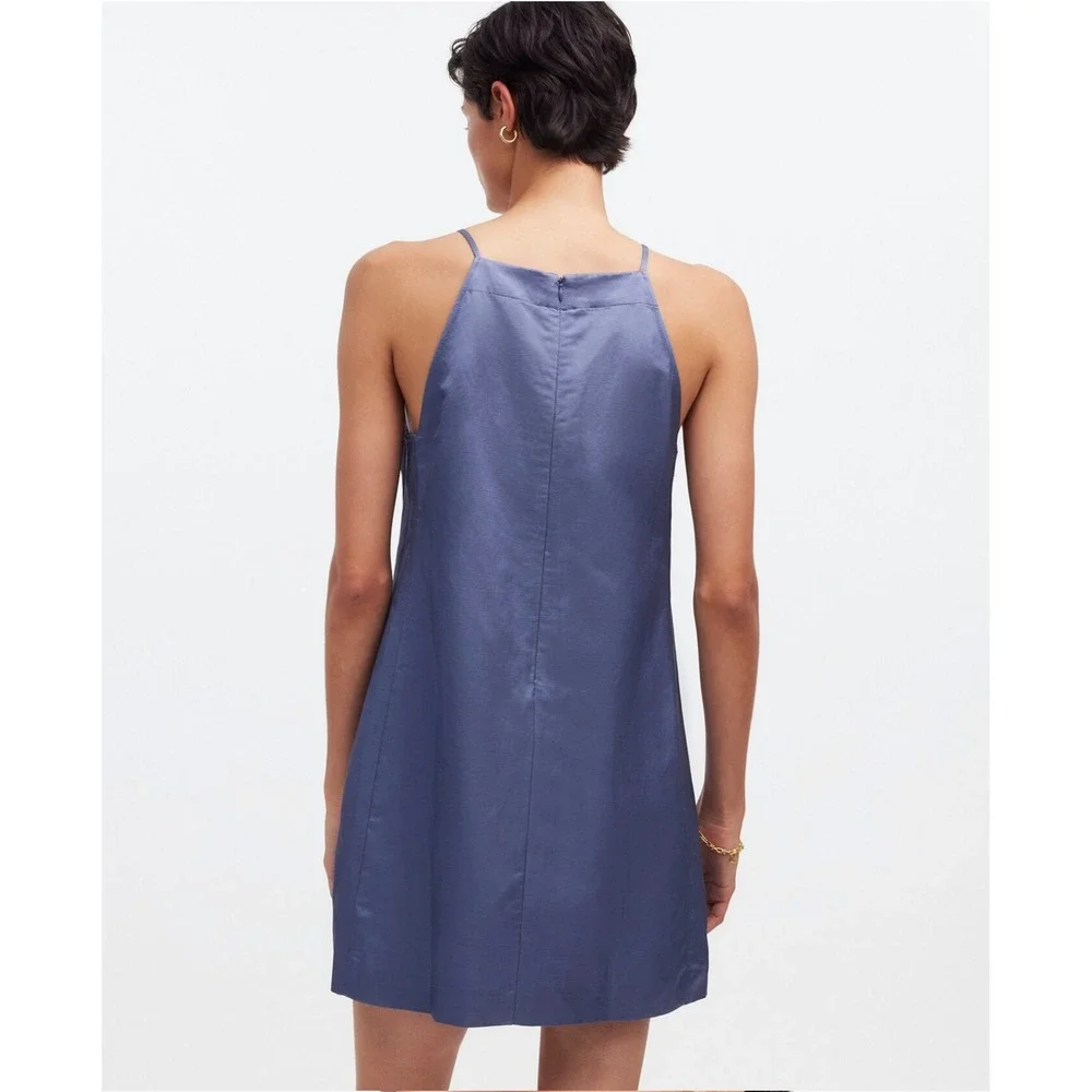 Madewell Gray Slip Dress Spaghetti Strap Square‎ Neck Mini A Line Size 8